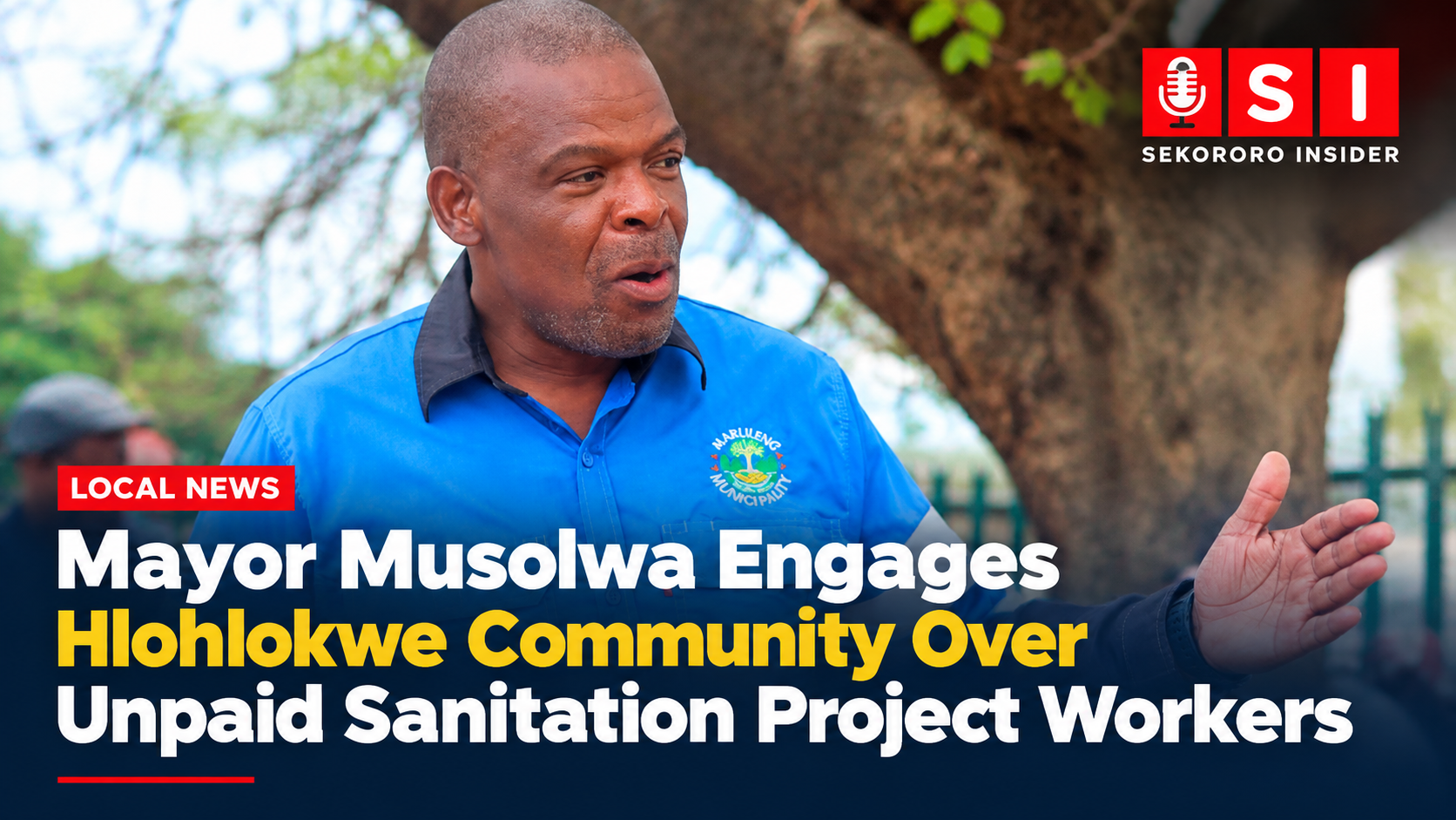 Mayor Tsheko Musolwa engages the Hlohlokwe community over unpaid sanitation project workers in Maruleng.
